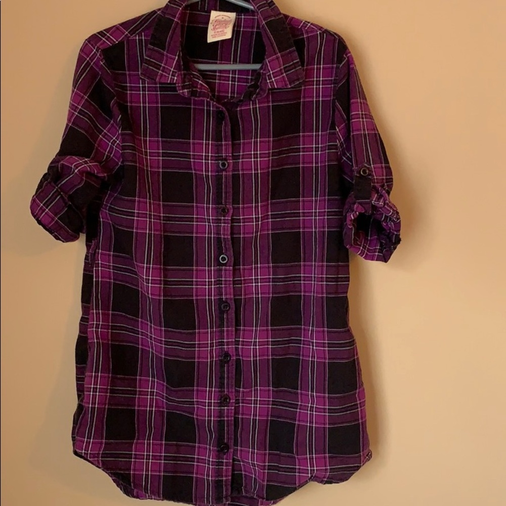 Black and Purple Plaid Shirt